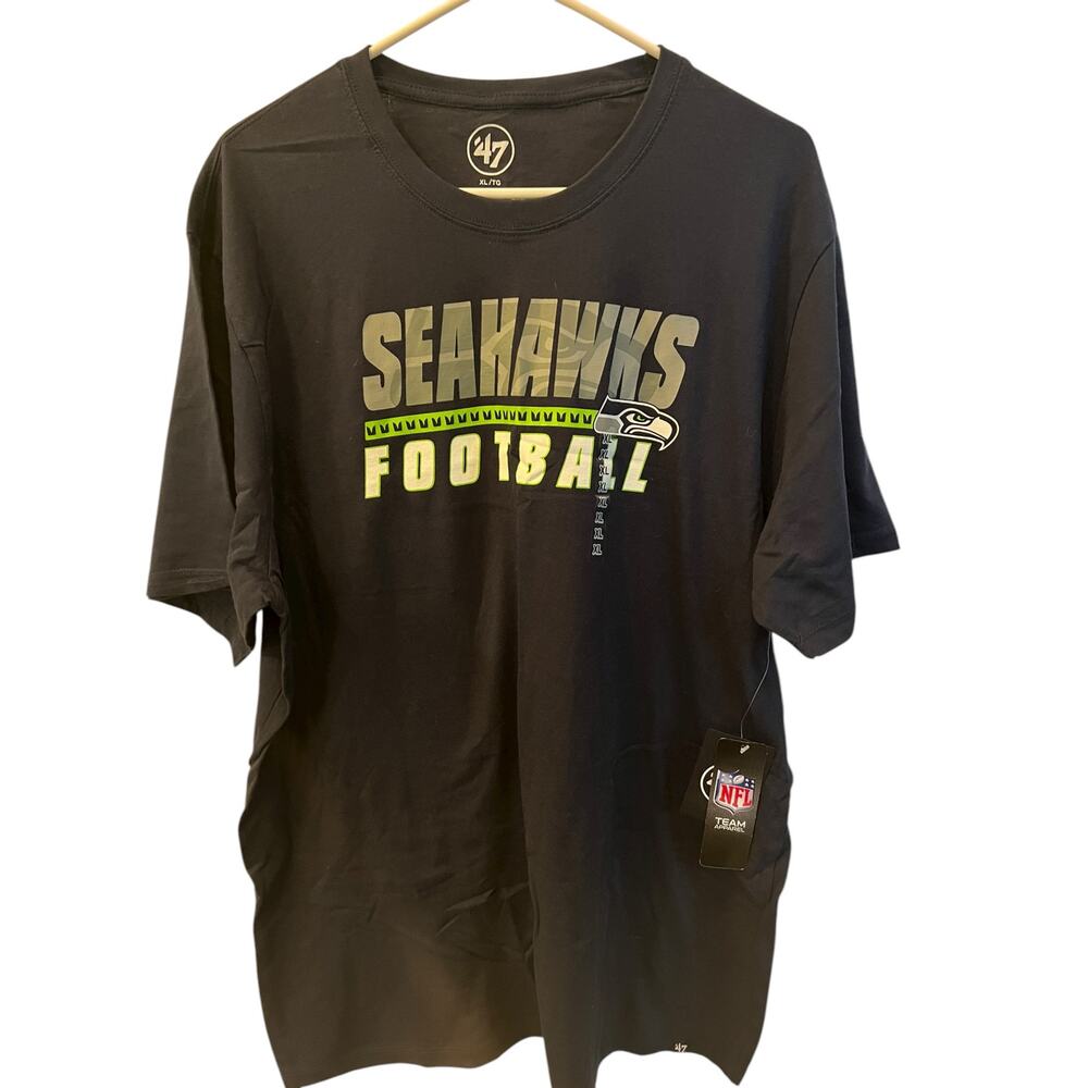 NWT Seattle Seahawks Men's NFL '47 Brand Front and Back Design Shirt Navy Blue